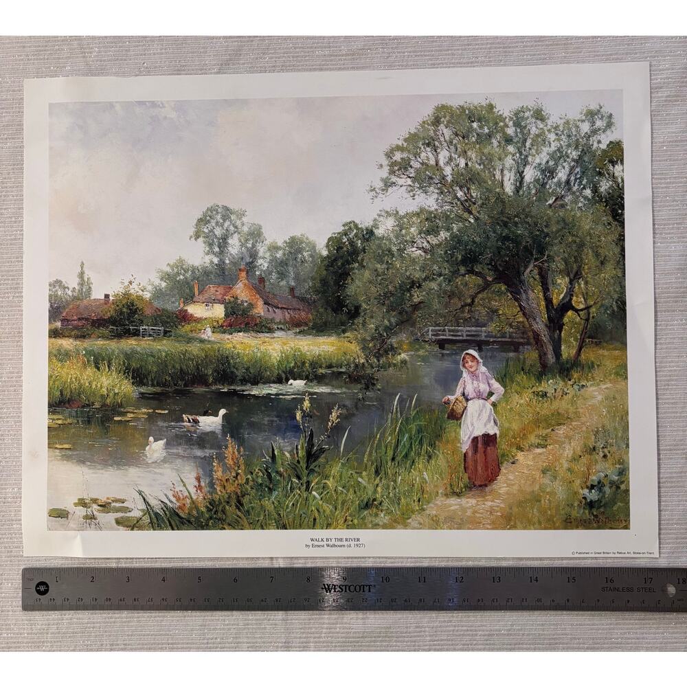 Reproduction Print Painting Walk by the River by British Artist Ernest Walbourn!